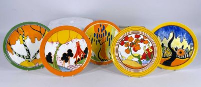 SET OF FIVE WEDGWOOD 'CLARICE CLIFF' PLATES, limited editions with COAs, from the Bradford