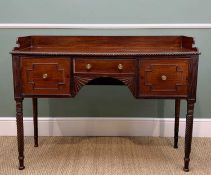 19TH C. MAHOGANY DRESSING TABLE, central frieze drawer flanked by two cupboards, later 3/4