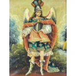 CUZCO SCHOOL oil on canvas - portrait of Archangel Michael dressed in 17th Century style armour,