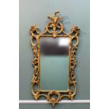 GEORGE III STYLE GILT GESSO MIRROR, Chippendale rococo style, 107h x 53cms h Provenance: private