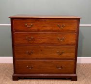 GEORGIAN STYLE MAHOGANY CHEST, fitted four graduated long drawers, bracket feet, 123h x 123w x 56cms