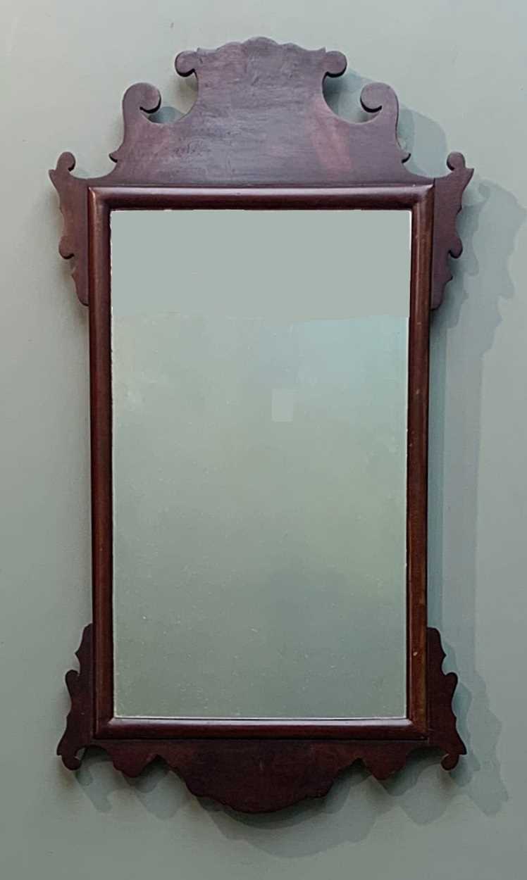 THREE MIRRORS including MAHOGANY GEORGIAN-STYLE FRET MIRROR, 69 x 38cms, VICTORIAN GILT GESSO - Image 9 of 9