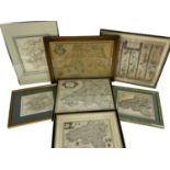 ASSORTED ANTIQUE WELSH COUNTY MAPS, including Saxton 'Glamorgan', Ogilby 'Chester to Cardiff',