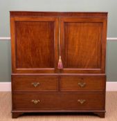 EARLY 19TH CENTURY MAHOGANY LINEN PRESS, of small proportions, three slides, three drawers, 139h x