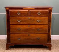 FIVE DRAWER CHEST, two short drawers over three long graduated drawers, later carved canted