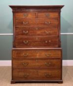GEORGE III MAHOGANY TALLBOY CHEST, fitted with an arrangement of two short drawers over six long