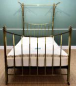 VICTORIAN-STYLE BRASS HALF TESTER DOUBLE BED, slatted base, high quality Abaca Denbigh mattress
