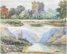 ALEXANDER WILLIAMS R.H.A. (Irish, 1646-1930) watercolours - Glenveagh Castle, Blarney Castle, signed