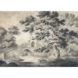 ATTRIBUTED TO JAMES DUFFIELD HARDING (1798-1863) watercolour en grisaille - castle bridge