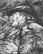 ‡ DAVID CARPANINI limited edition (5/50) etching - entitled 'Kyffin V', signed, 24 x 19cms