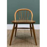 MID-CENTURY ERCOL DRESSING CHAIR, model No. 414, spindle back, natural elm and beech, blue label,