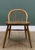 MID-CENTURY ERCOL DRESSING CHAIR, model No. 414, spindle back, natural elm and beech, blue label,