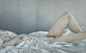 ‡ VIDAH ROBERTS pastel - reclining female nude, signed, 33 x 52cms Provenance: private collection