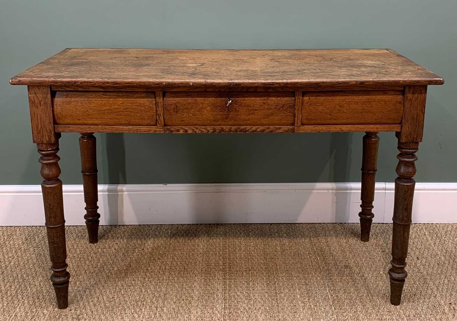 VICTORIAN OAK DRESSING TABLE, with cushion frieze drawer, 74h x 117w x 58cms d Provenance: private - Image 2 of 4