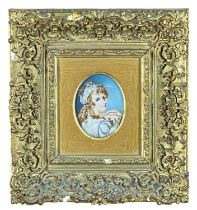 19TH CENTURY PORTRAIT MINIATURE OF LADY HAMILTON, c. 1825, on ivory, back inscribed 'Painted by