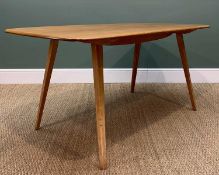 MID-CENTURY ERCOL 382 DINING TABLE solid elm top with contrasting beech legs, natural waxed