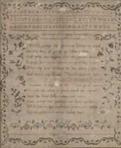 GEORGE III NEEDLEWORK SAMPLER, by Sarah Penn, dated 1800, believed Welsh (Caergwrle / Wrexham or