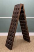 ANTIQUE 60 BOTTLE FLOORSTANDING PUPITRE, champagne storage rack, holds 30 bottles each side, 147h