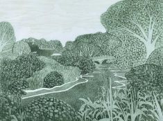 ‡ JOHN BRUNSDON limited edition (142/150) aquatint - river bsnk, signed, numbered and titled in