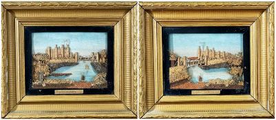 PAIR VICTORIAN CORK PICTURES, of Conwy Castle, ebonised slips, 15 x 20cms (2) Provenance: collection