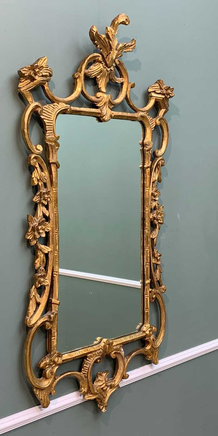 GEORGE III STYLE GILT GESSO MIRROR, Chippendale rococo style, 107h x 53cms h Provenance: private - Image 2 of 9