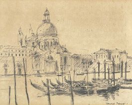 ‡ HOWARD ROBERTS ink on paper - Sant Maria della Salute, Venice, signed, titled and dated 1968 on