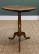 GEORGE III CIRCULAR TRIPOD TABLE, dished mahogany tilt top, yew pillar and cabriole legs, 66h x