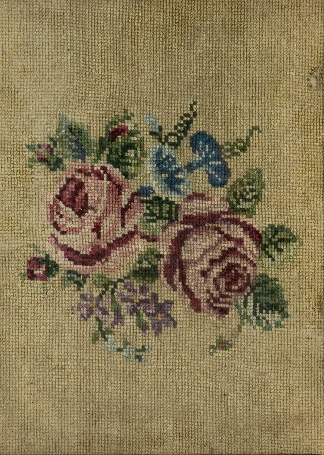 VICTORIAN FLORAL WOOLWORK PANEL, 68 x 48cms together with seven other embroidered and framed panels, - Image 7 of 9