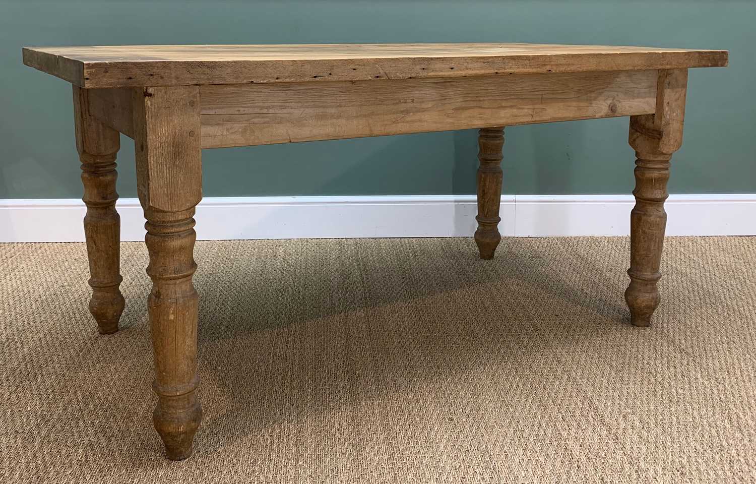 PINE COUNTRY KITCHEN TABLE, 79.5h x 167w x 91cms d Provenance: consigned West Wales Comments: - Image 2 of 3