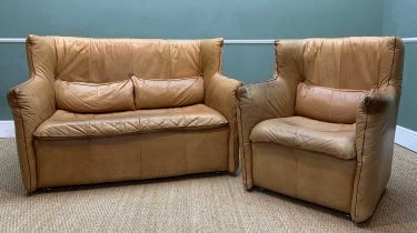 MID-CENTURY GERARD VAN DEN BERG FOR MONTIS, two seater sofa, beige coloured leather, 98h x 150w x