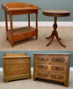 ASSORTED FURNITURE including, restored late 19th C French Canadian washstand, 86h x 71w x 48cms d,