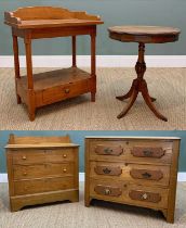 ASSORTED FURNITURE including, restored late 19th C French Canadian washstand, 86h x 71w x 48cms d,