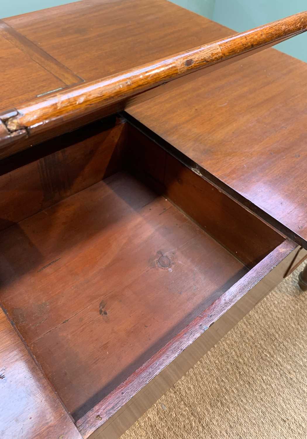 VICTORIAN MAHOGANY PARTNER'S DESK, top with hinged compartments, two frieze drawers either side, 76h - Image 4 of 5