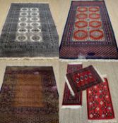 SIX SMALL RUGS, largest 188 x 128cms (6) Provenance: consigned via West Wales Comments: moth damage,