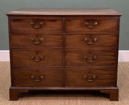 UNUSUAL LATE GEORGE III MAHOGANY CHEST, probably north counties, fitted arrangement eight