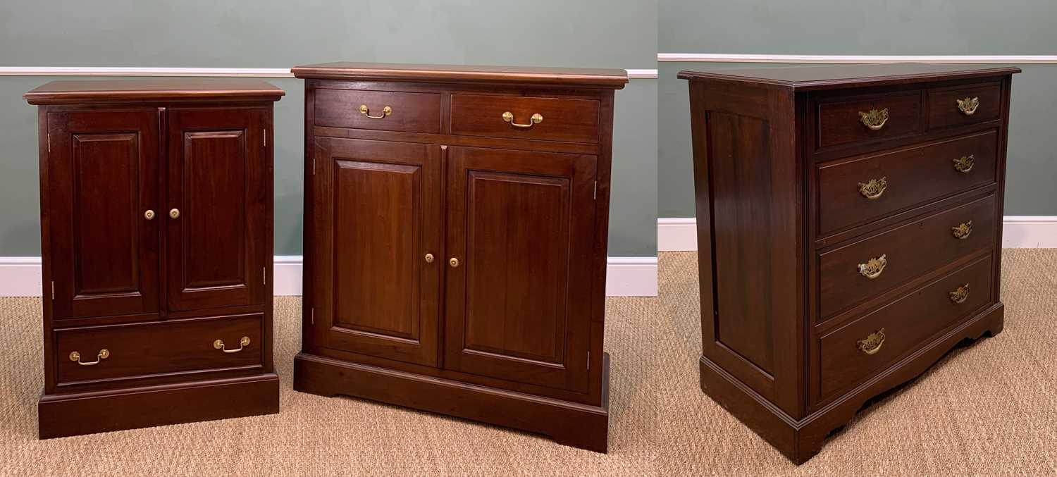 COLLECTION OF FURNITURE including, mahogany chest, two short over three long graduated drawers,