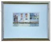 ‡ GARETH THOMAS watercolour - Venice, entitled verso 'Shadows, Grand Canal' on Attic Gallery