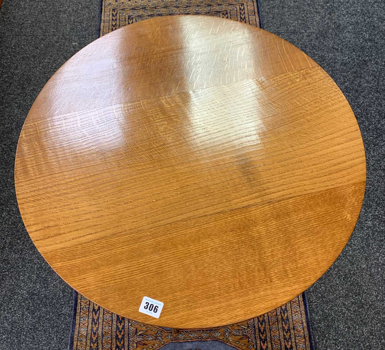 BRYNMAWR OAK CRICKET TABLE, c. 1930s, with label, 51h x 60.5cms diameter Provenance: private - Image 6 of 8