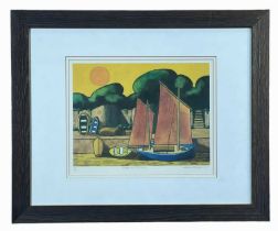 ‡ STAN ROSENTHAL limited edition (60/450) print - entitled verso 'Lugger at Porthclais', signed in