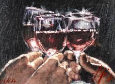 ‡ FABIAN PEREZ limited edition (23/282) giclee print on canvas board - Study for Red, three wine