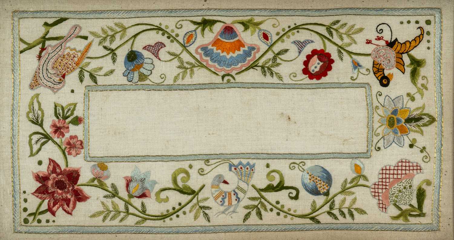 VICTORIAN FLORAL WOOLWORK PANEL, 68 x 48cms together with seven other embroidered and framed panels, - Image 3 of 9