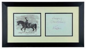 ‡ SIR KYFFIN WILLIAMS, autograph and facsimile print - Farmer on horseback, framed with signed '