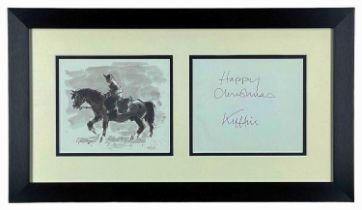 ‡ SIR KYFFIN WILLIAMS, autograph and facsimile print - Farmer on horseback, framed with signed '