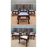 HARLEQUIN SET OF TWELVE DINING CHAIRS early 20th C. comprising eight Chippendale style mahogany