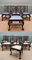 HARLEQUIN SET OF TWELVE DINING CHAIRS early 20th C. comprising eight Chippendale style mahogany