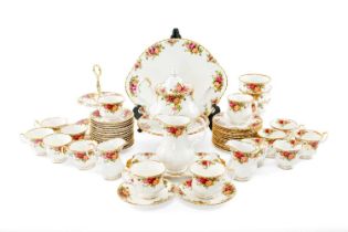 QUANTITY OF ROYAL ALBERT 'OLD COUNTRY ROSES' BONE CHINA TEAWARE including, boxed biscuit barrel, two