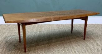 MID-CENTURY TREVOR CHINN FOR GORDON RUSSELL TEAK COFFEE TABLE, raised on tapering legs, with