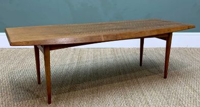 MID-CENTURY TREVOR CHINN FOR GORDON RUSSELL TEAK COFFEE TABLE, raised on tapering legs, with