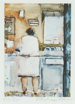 ‡ JOHN KNAPP-FISHER limited edition (422/500) print - 'Washer Woman', signed in pencil, 19 x 13.5cms