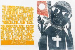 ‡ PAUL PETER PIECH four colour lithograph - Jack Davis poem relating to Aboriginal oppression,